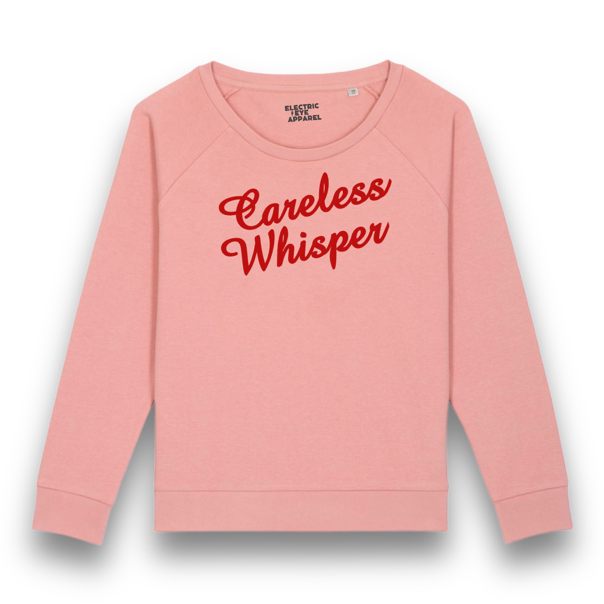 'CARELESS WHISPER' embroidered organic relaxed fit women's raglan 'dazzler' sweatshirt - inspired by George Michael