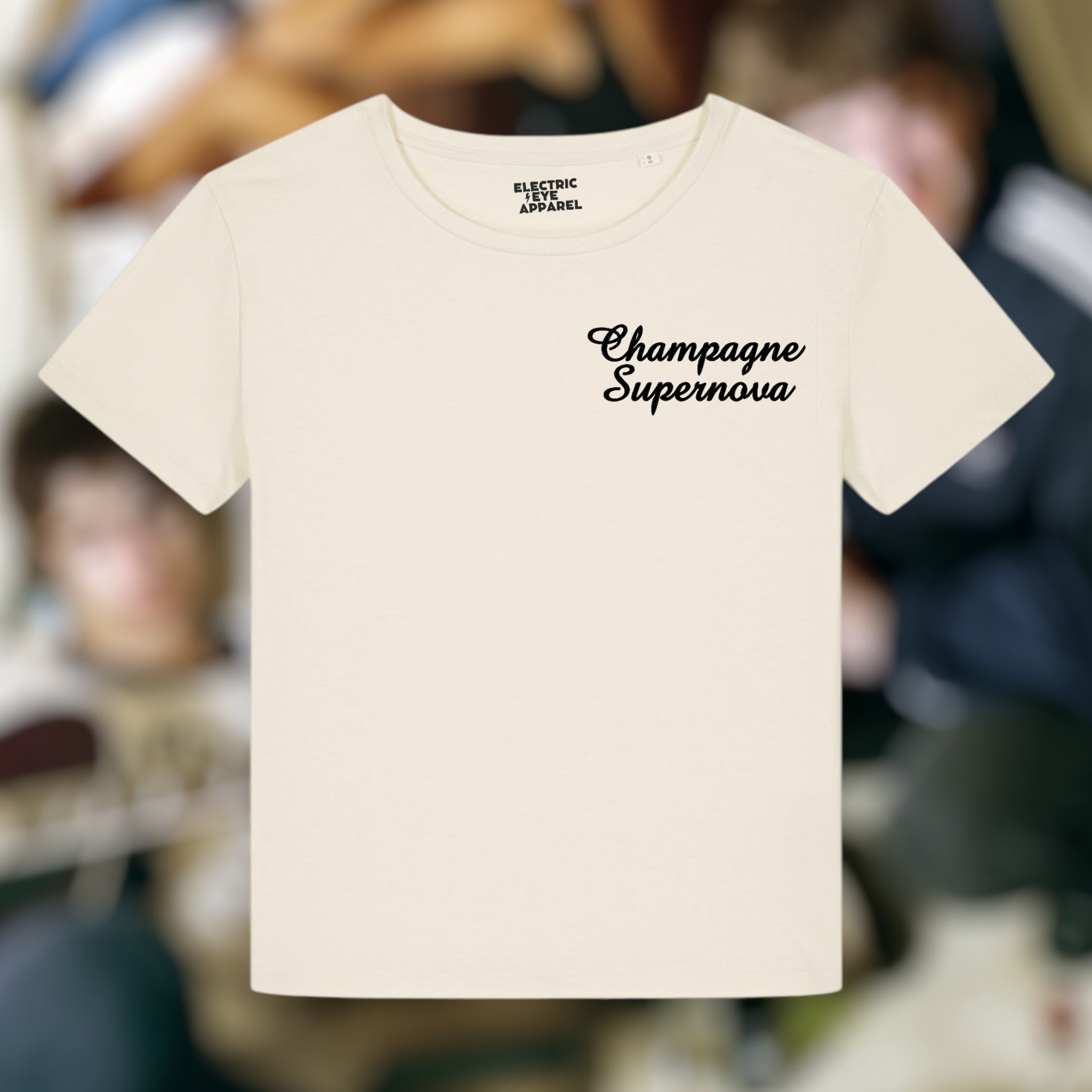 CHAMPAGNE SUPERNOVA' left chest embroidered premium organic iconic mid-light women's 'serena' t-shirt - inspired by Oasis