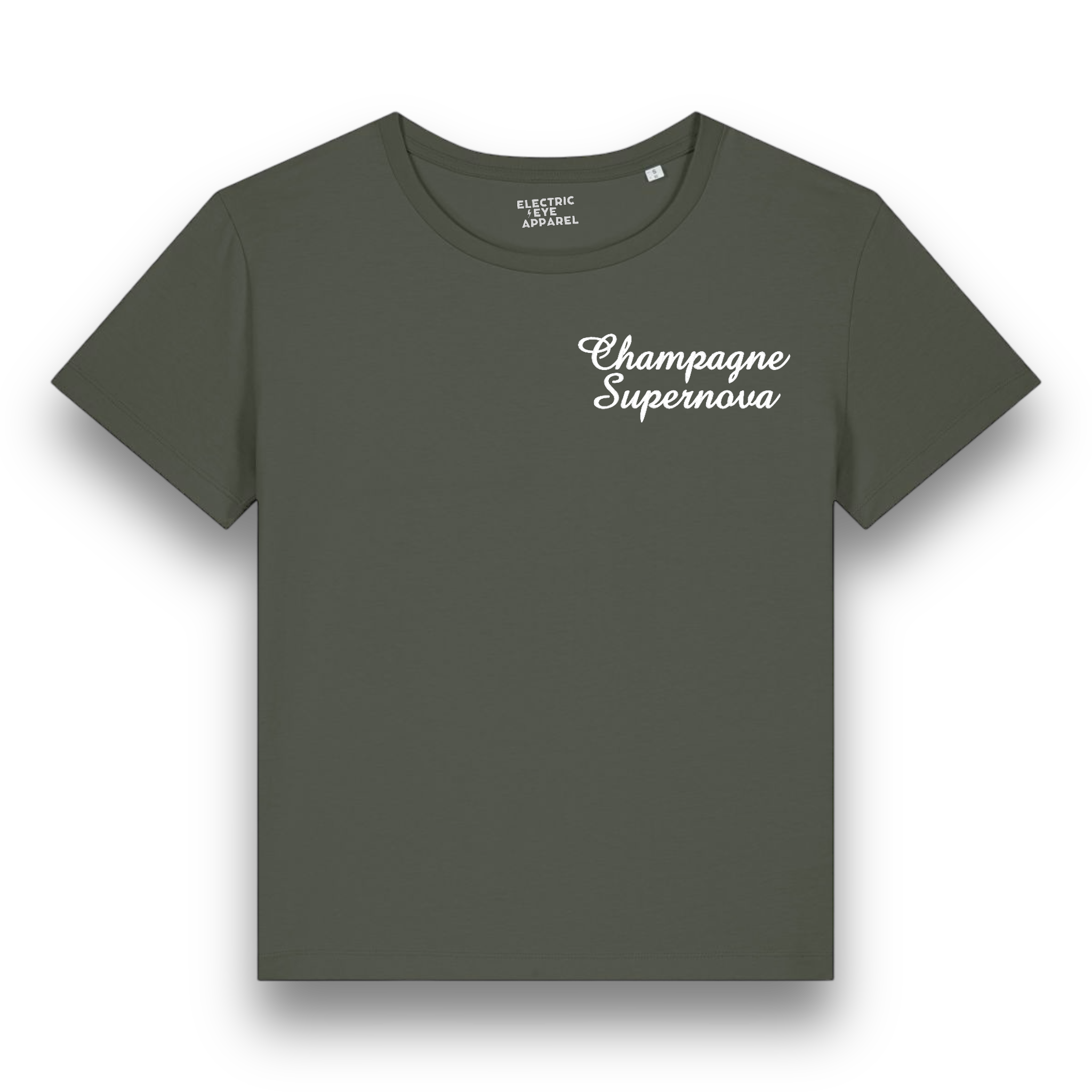 CHAMPAGNE SUPERNOVA' left chest embroidered premium organic iconic mid-light women's 'serena' t-shirt - inspired by Oasis