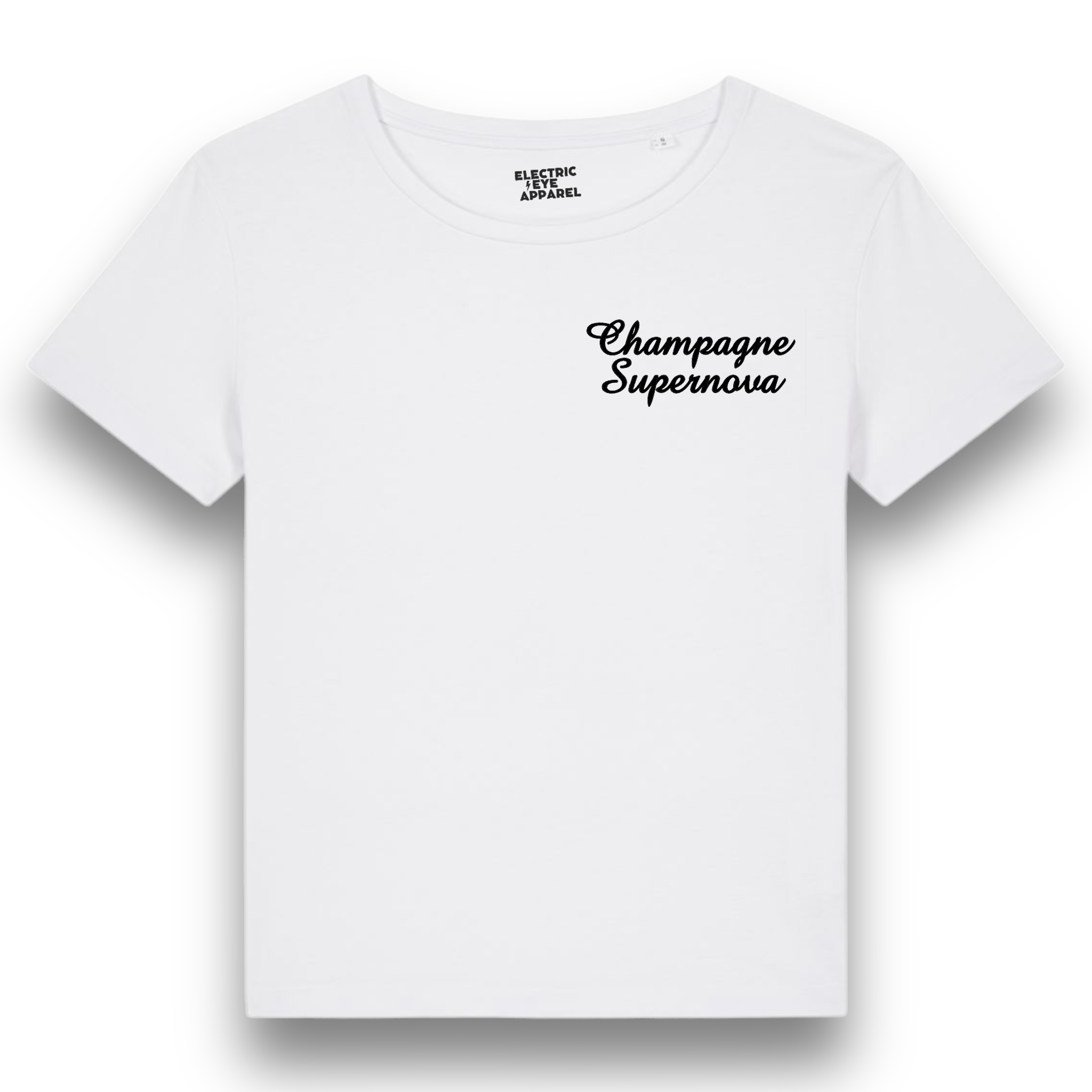 CHAMPAGNE SUPERNOVA' left chest embroidered premium organic iconic mid-light women's 'serena' t-shirt - inspired by Oasis