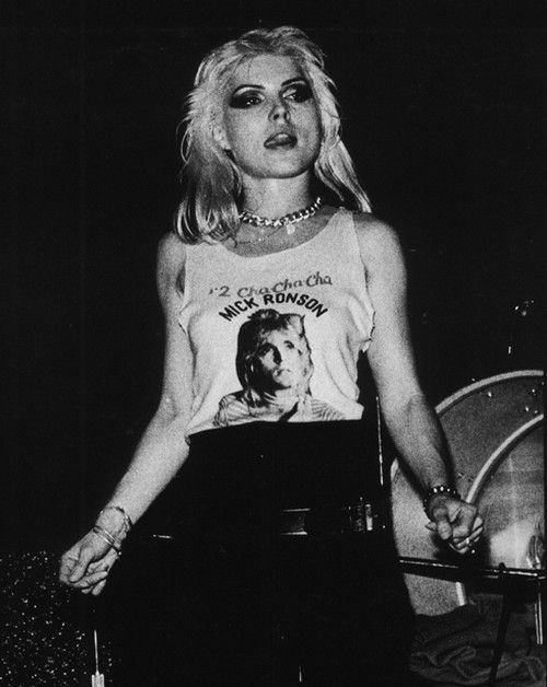 Women's fitted '1'2 Cha Cha Cha Mick Ronson' Premium Quality Printed Organic Cotton T-shirt - inspired by Debbie Harry Blondie