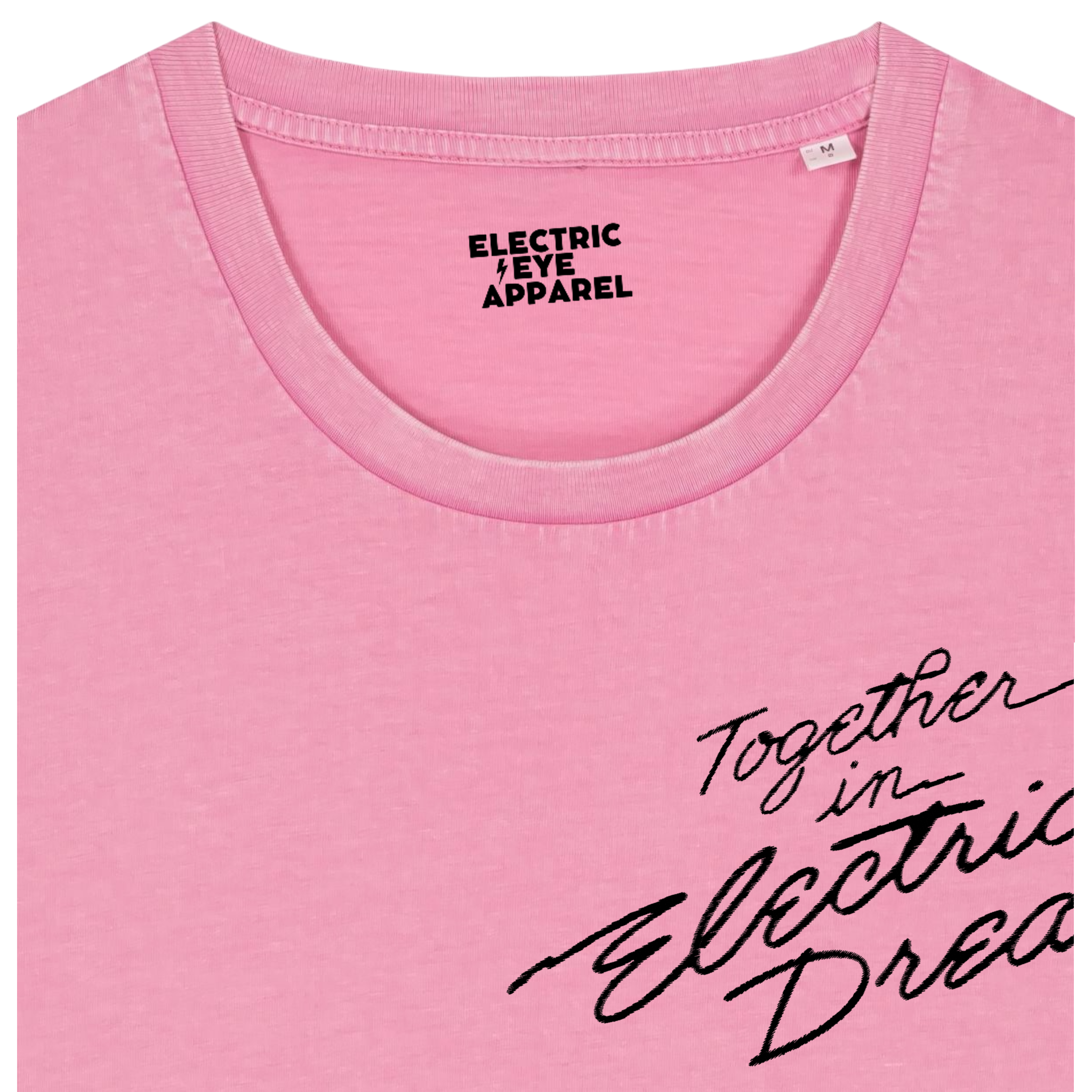 'TOGETHER IN ELECTRIC DREAMS' 1980s style left chest embroidered premium organic vintage aged unisex 'creator' t-shirt - inspired by Giorgio Moroder & Phil Oakey