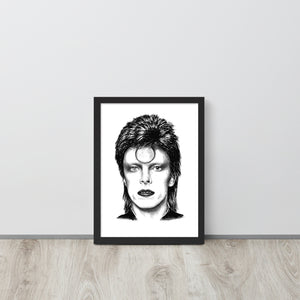 David Bowie Ziggy Stardust Hand-drawn Pop Art Sketch - Premium Printed Framed poster