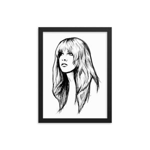 Impresión de póster Giclée premium enmarcada de Stevie Nicks Mono Line Art de la década de 1970