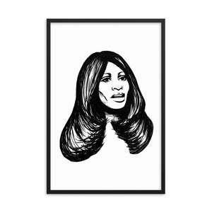 Impresión de póster Giclée premium enmarcada de Tina Turner Mono Line Art de la década de 1970