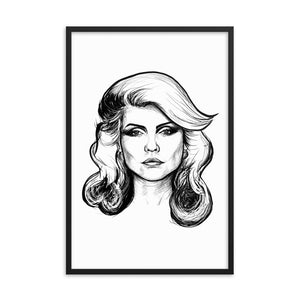 Enmarcado de la década de 1970 Debbie Harry / Blondie Mono Line Art Premium Giclée Poster Print