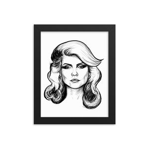 Framed 1970s Debbie Harry / Blondie Mono Line Art Premium Giclée Poster Print