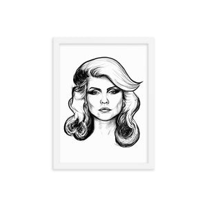 Framed 1970s Debbie Harry / Blondie Mono Line Art Premium Giclée Poster Print