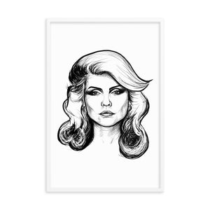 Enmarcado de la década de 1970 Debbie Harry / Blondie Mono Line Art Premium Giclée Poster Print
