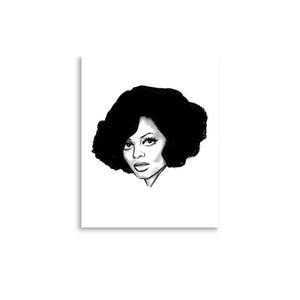 1970s Diana Ross Mono Line Art Premium Giclée Poster Print
