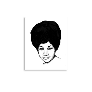 1960s Aretha Franklin Mono Line Art Premium Giclée Poster Print