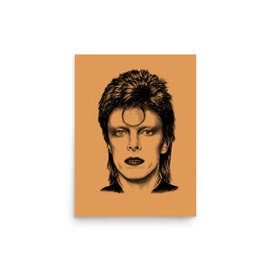70's David Bowie Ziggy Stardust Pop Art Premium Printed Poster - Vintage Gold