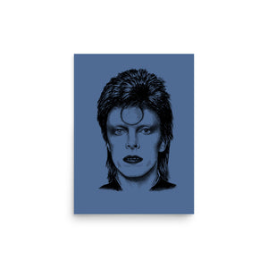 70's David Bowie Ziggy Stardust Pop Art Premium Printed Poster - Kashmir Blue