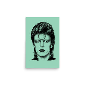 70's David Bowie Ziggy Stardust Pop Art Premium Printed Poster - Jade Green