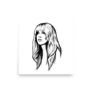 1970s Stevie Nicks / Fleetwood Mac Mono Line Art Premium Giclée Poster Print