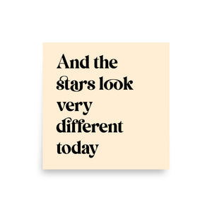 And The Stars Look Very Different Today Premium Printed Lyric Poster - Linen & Black