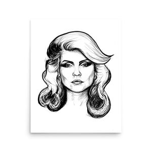 Década de 1970 Debbie Harry / Blondie Mono Line Art Premium Giclée Póster Impresión