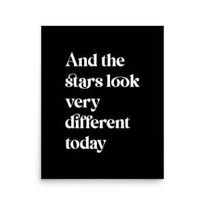 And The Stars Look Very Different Today Premium Printed Lyric Poster - Black Night & White