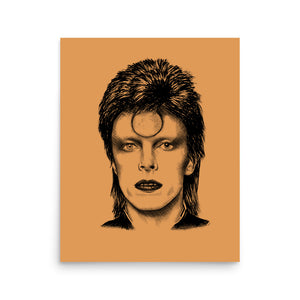 70's David Bowie Ziggy Stardust Pop Art Premium Printed Poster - Vintage Gold