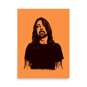 Dave Grohl Pop Art Sketch Drawing - Premium Giclée Poster Print - Deep Orange / Burnt Sienna