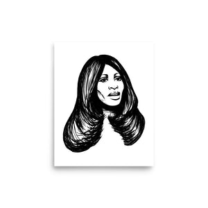 Impresión de póster Giclée premium de Tina Turner Mono Line Art de la década de 1970