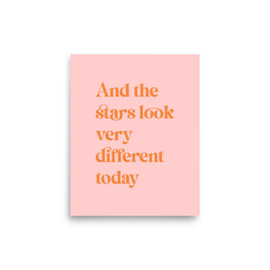 And The Stars Look Very Different Today Premium Printed Lyric Poster - Mallow Pink & Tangerine
