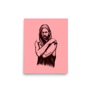 Taylor Hawkins Pop Art Sketch Drawing - Premium Giclée Poster Print - Pink / Deep Red (more sizes)