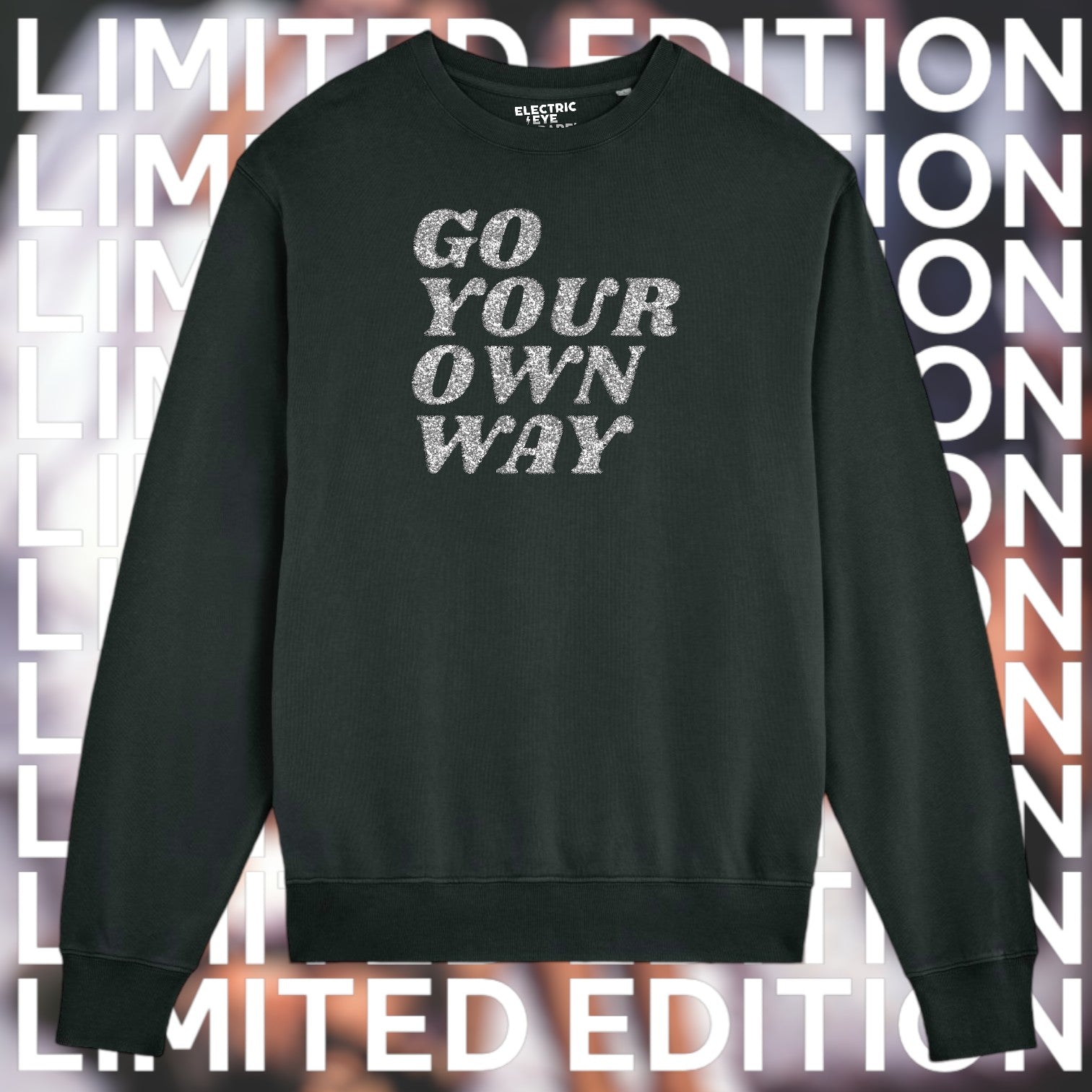 Limited Edition 'GO YOUR OWN WAY' glitter embroidered organic unisex vintage style 'matcher' sweatshirt - inspired by Fleetwood Mac / Stevie Nicks