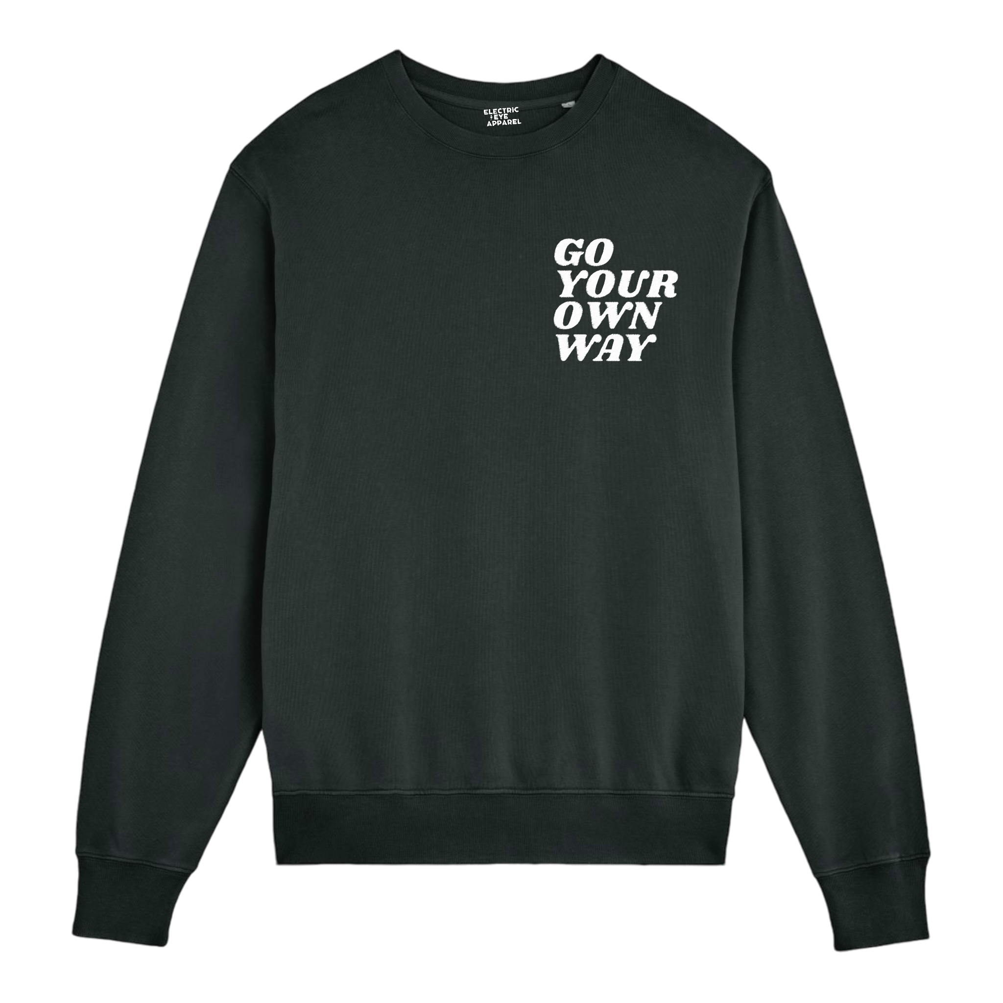 'GO YOUR OWN WAY' left chest embroidered organic unisex vintage style 'matcher' sweatshirt - inspired by Fleetwood Mac / Stevie Nicks