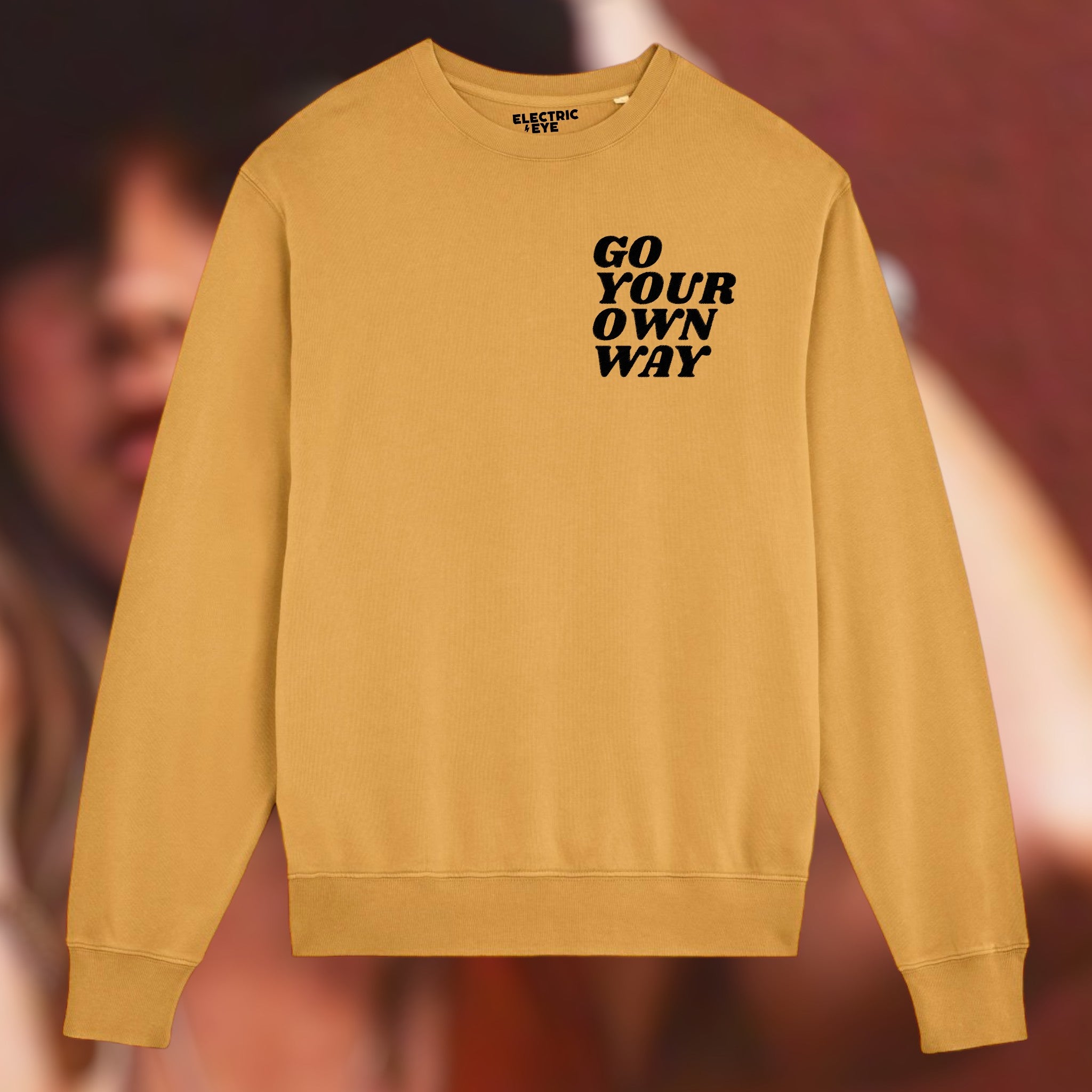 'GO YOUR OWN WAY' left chest embroidered organic unisex vintage style 'matcher' sweatshirt - inspired by Fleetwood Mac / Stevie Nicks