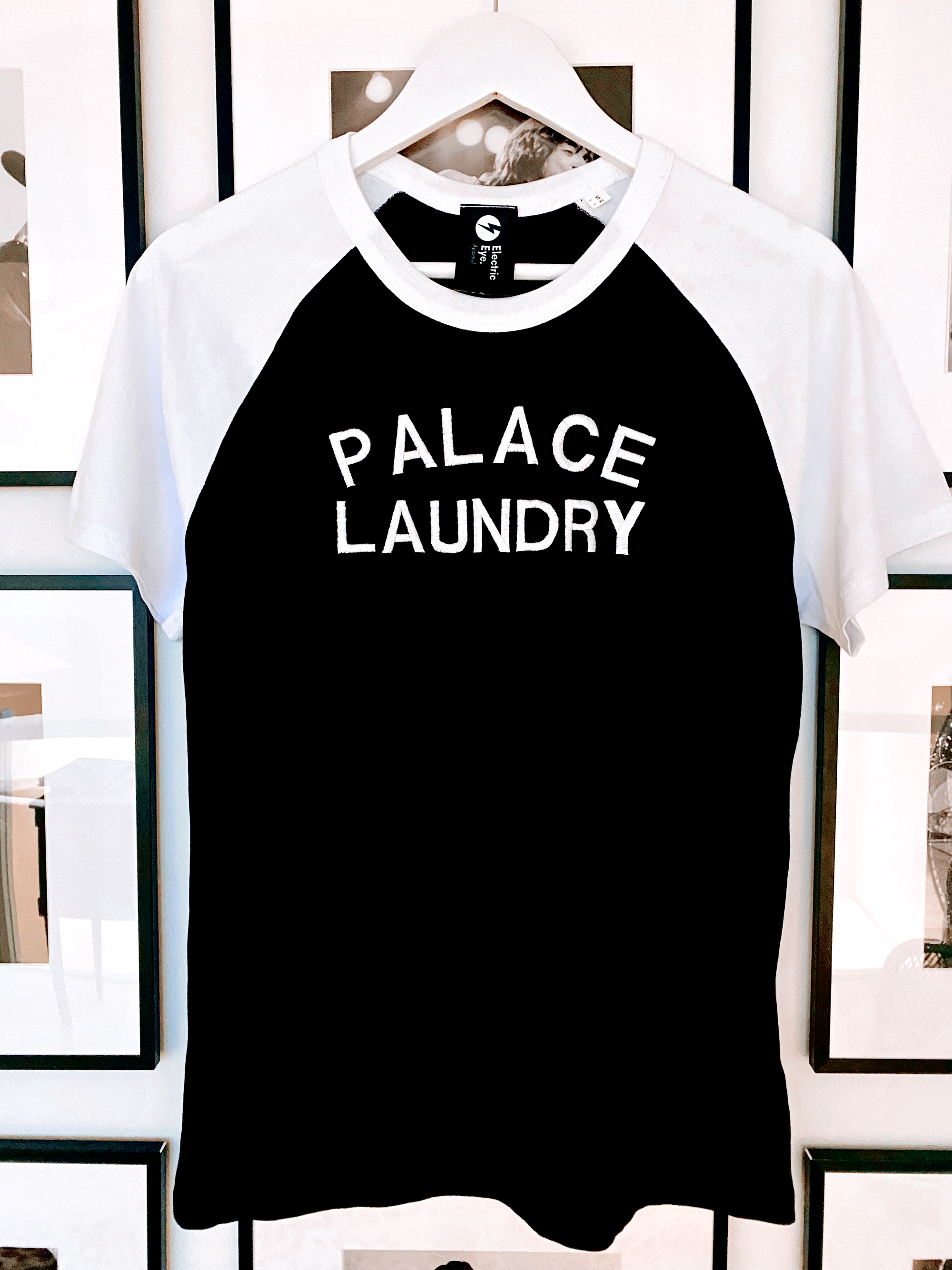 SAMPLE SALE ‘PALACE LAUNDRY’ EMBROIDERED UNISEX VINTAGE STYLE RAGLAN T-SHIRT (inspired by Mick Jagger) (SIZE XXS)