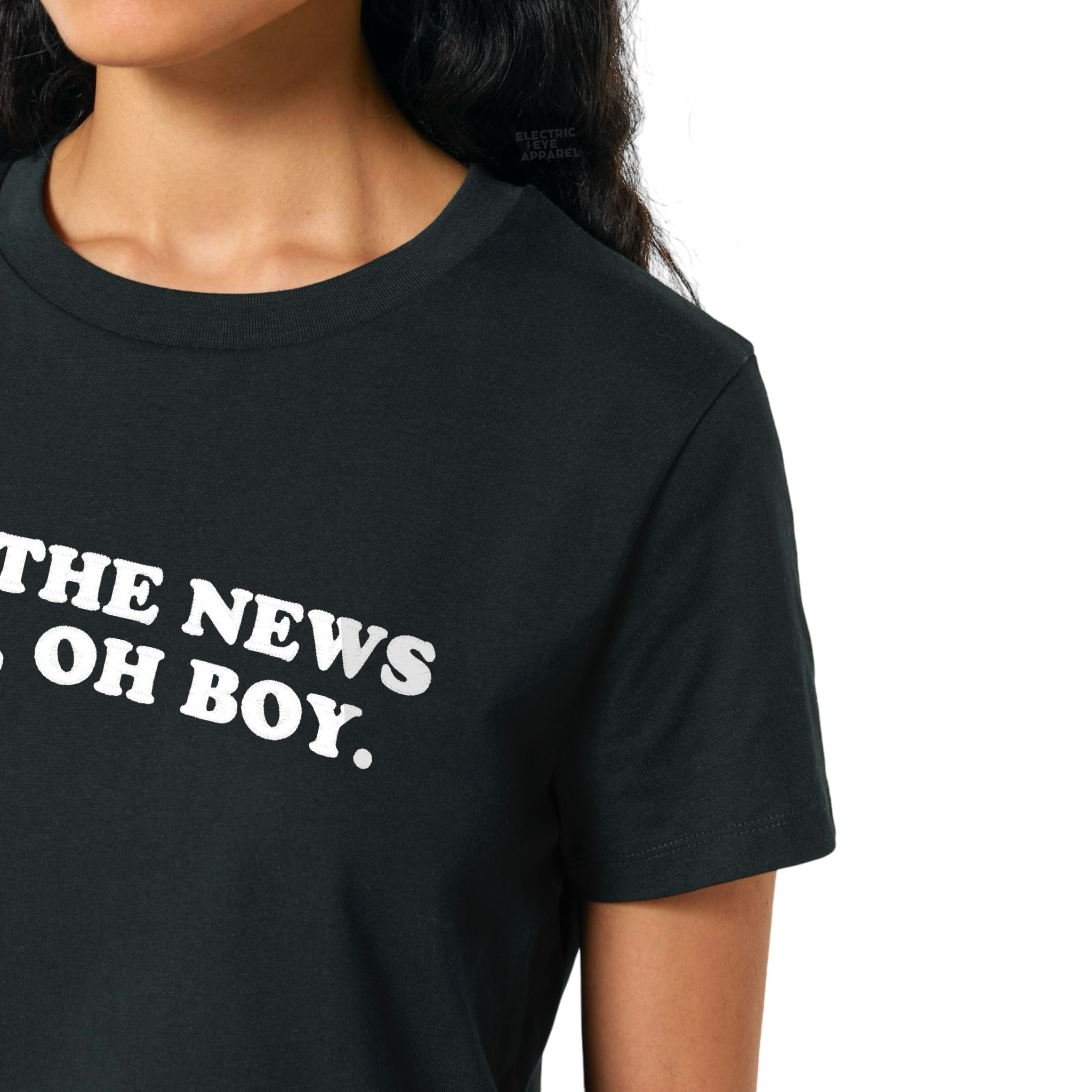 'I READ THE NEWS TODAY, OH BOY.' premium embroidered organic women's 'muser' t-shirt - inspired by The Beatles