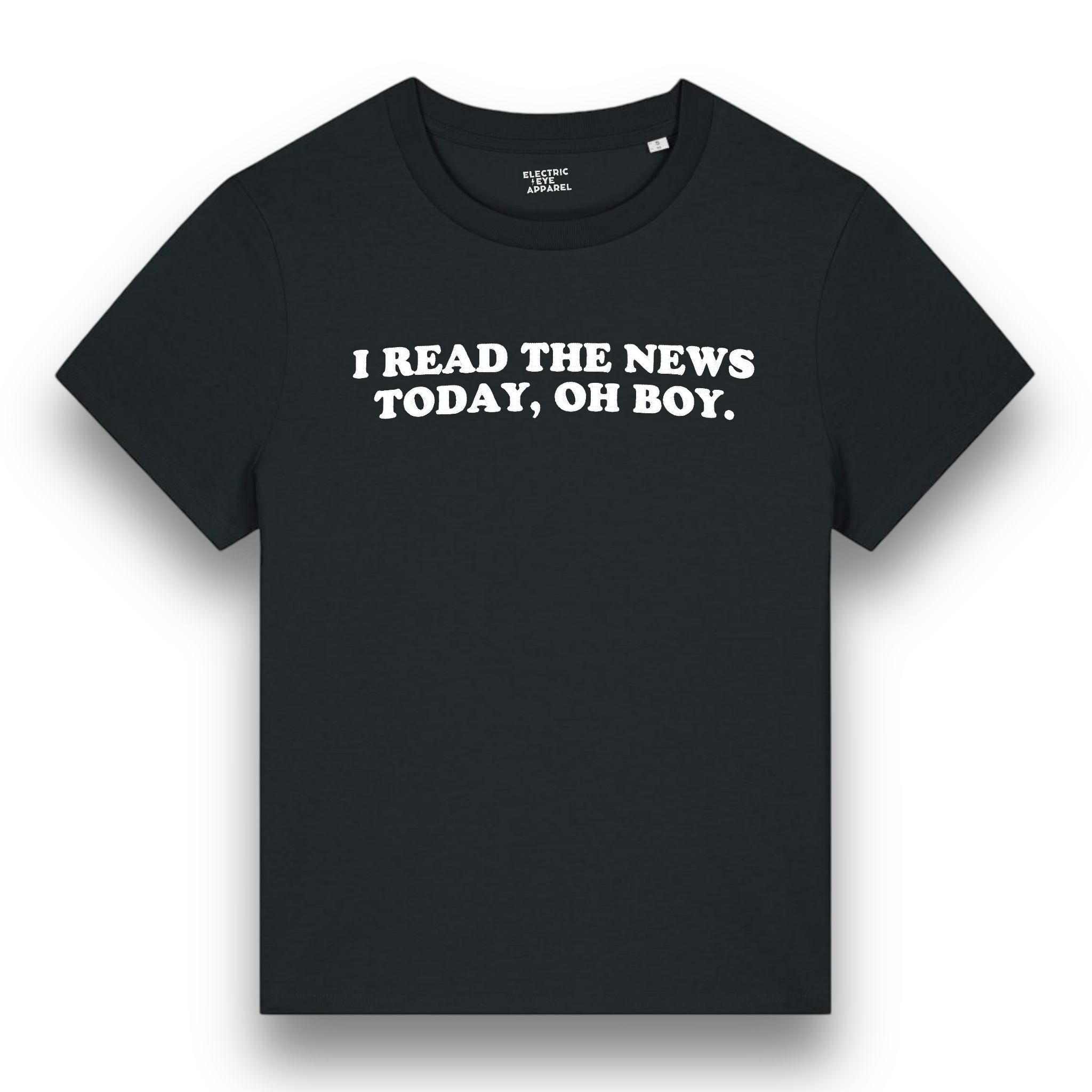 'I READ THE NEWS TODAY, OH BOY.' premium embroidered organic women's 'muser' t-shirt - inspired by The Beatles