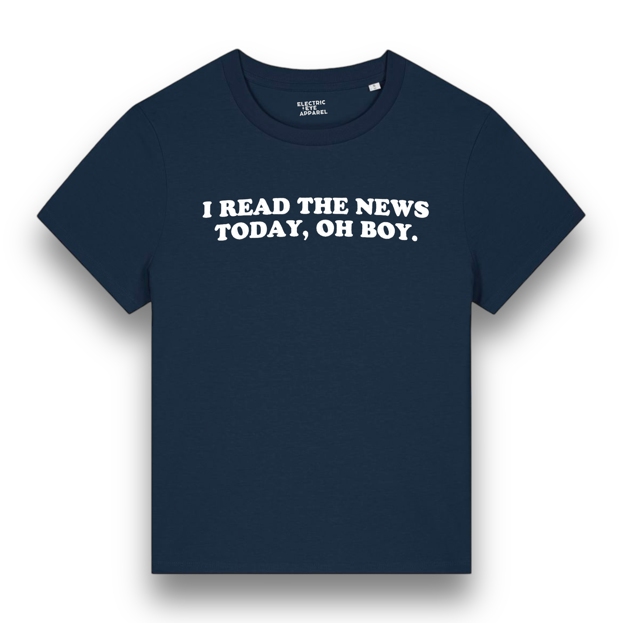 'I READ THE NEWS TODAY, OH BOY.' premium embroidered organic women's 'muser' t-shirt - inspired by The Beatles