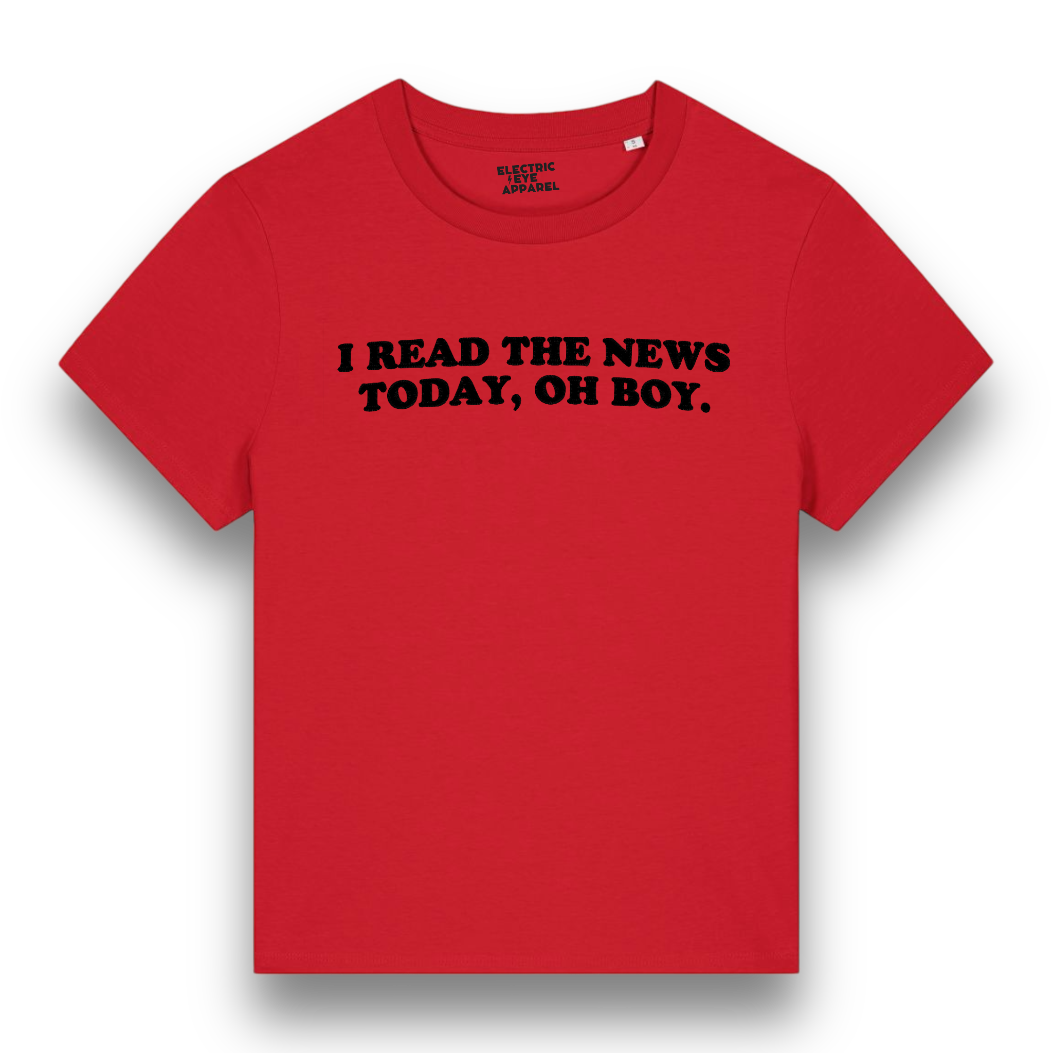 'I READ THE NEWS TODAY, OH BOY.' premium embroidered organic women's 'muser' t-shirt - inspired by The Beatles