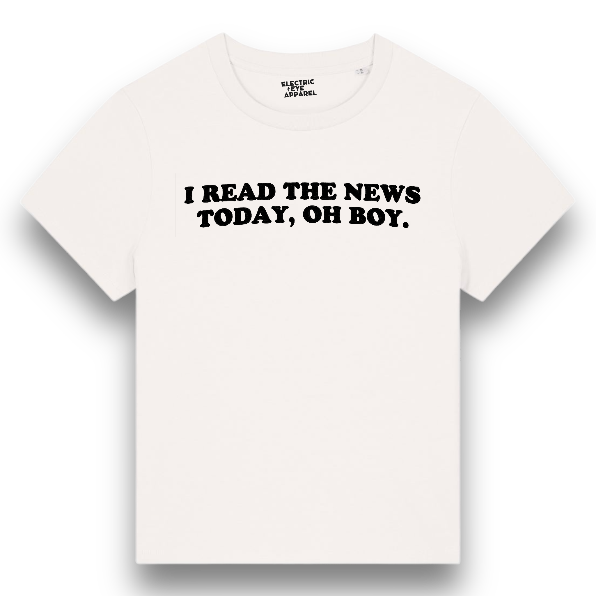 'I READ THE NEWS TODAY, OH BOY.' premium embroidered organic women's 'muser' t-shirt - inspired by The Beatles