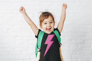 Kids Premium Lightning Bolt Printed Soft Organic cotton kids t-shirt - Pink Bolt