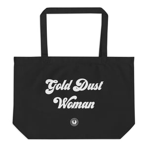 GOLD DUST WOMAN Retro Printed Large organic tote bag - white text