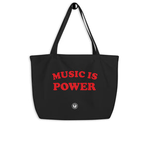 MUSIC IS POWER Printed Large organic tote bag