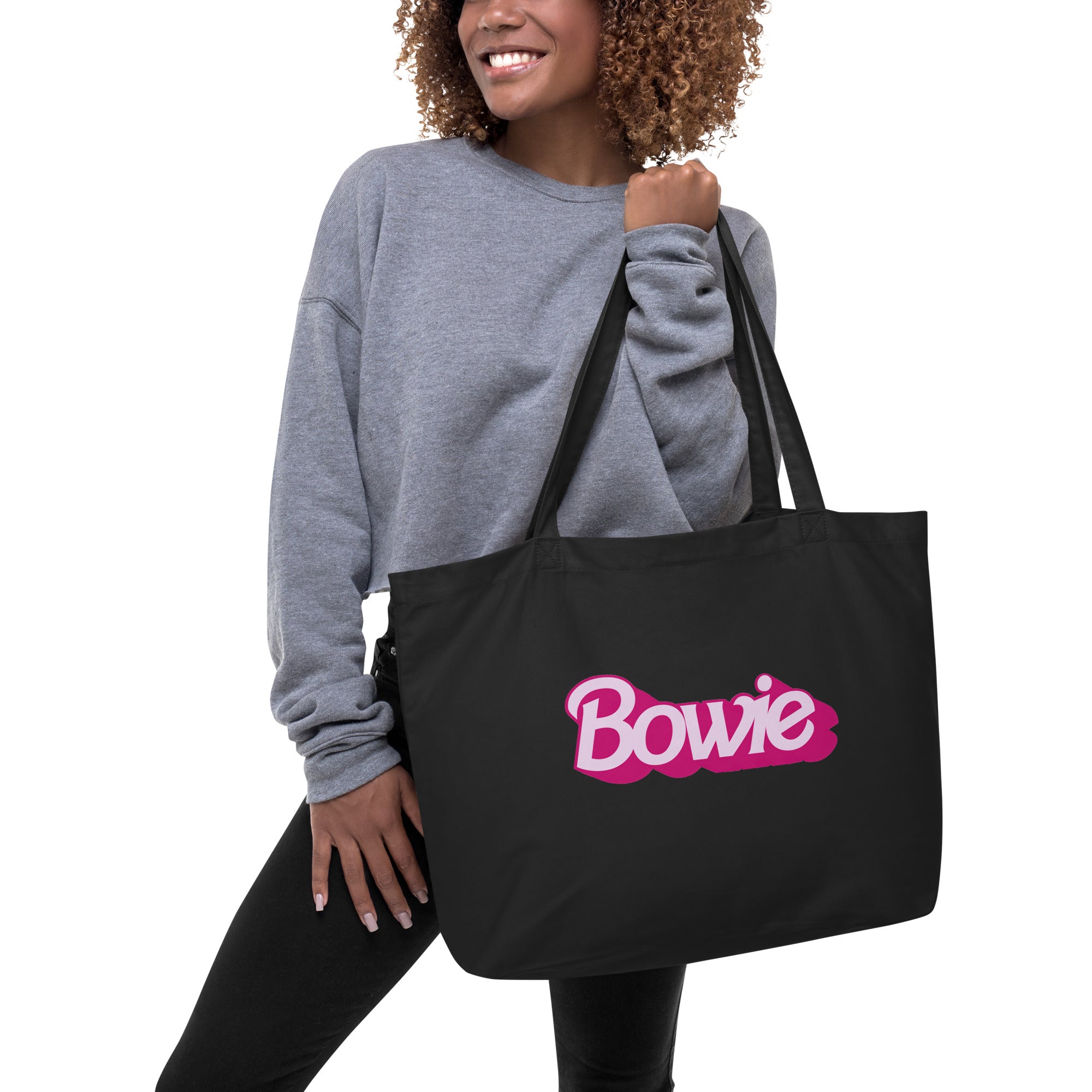 Bowie (famous doll font) printed Large organic tote bag