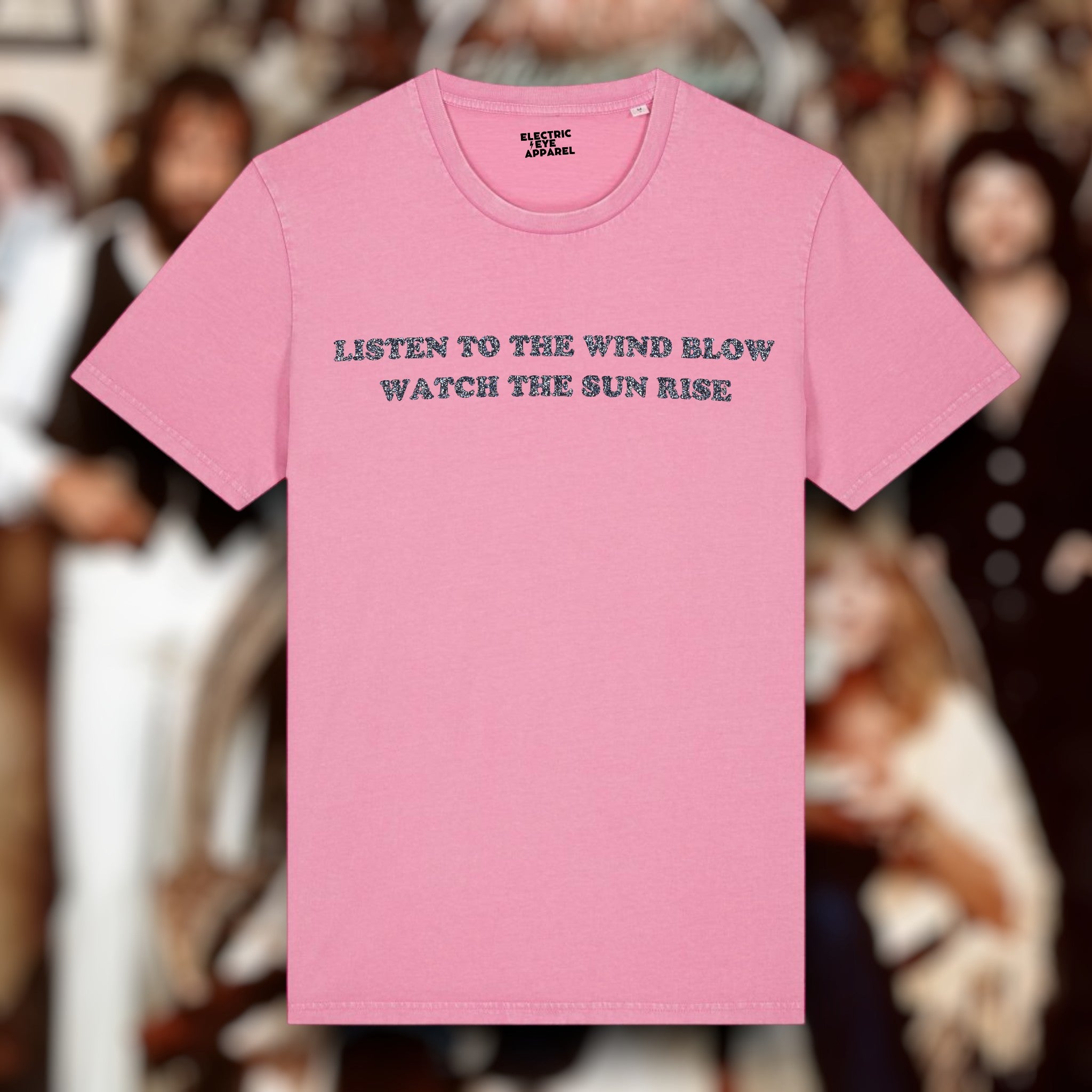 'LISTEN TO THE WIND BLOW WATCH THE SUN RISE' embroidered premium organic iconic unisex t-shirt - inspired by Fleetwood Mac