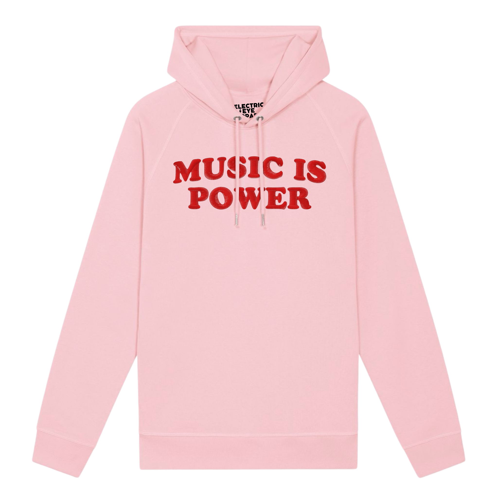 'MUSIC IS POWER' embroidered organic unisex side pocket 'sider' hoodie