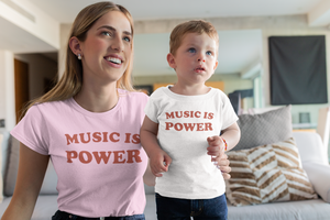 MUSIC IS POWER 印花婴儿平纹针织短袖 T 恤