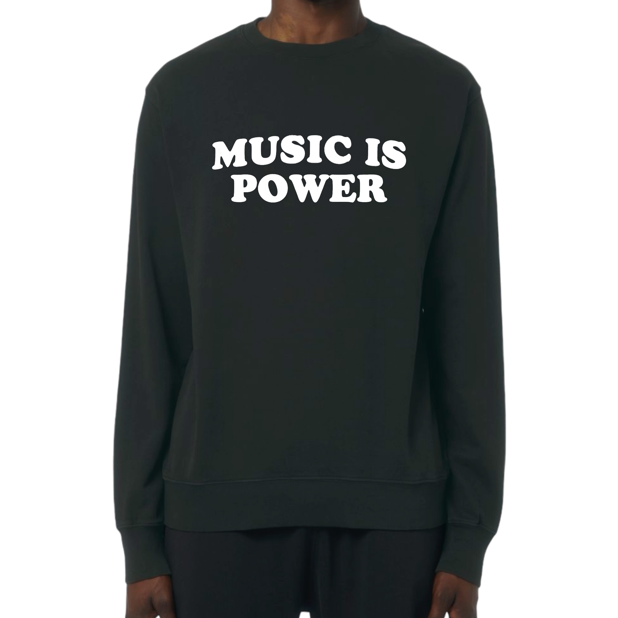 'MUSIC IS POWER' embroidered organic unisex vintage style sweatshirt