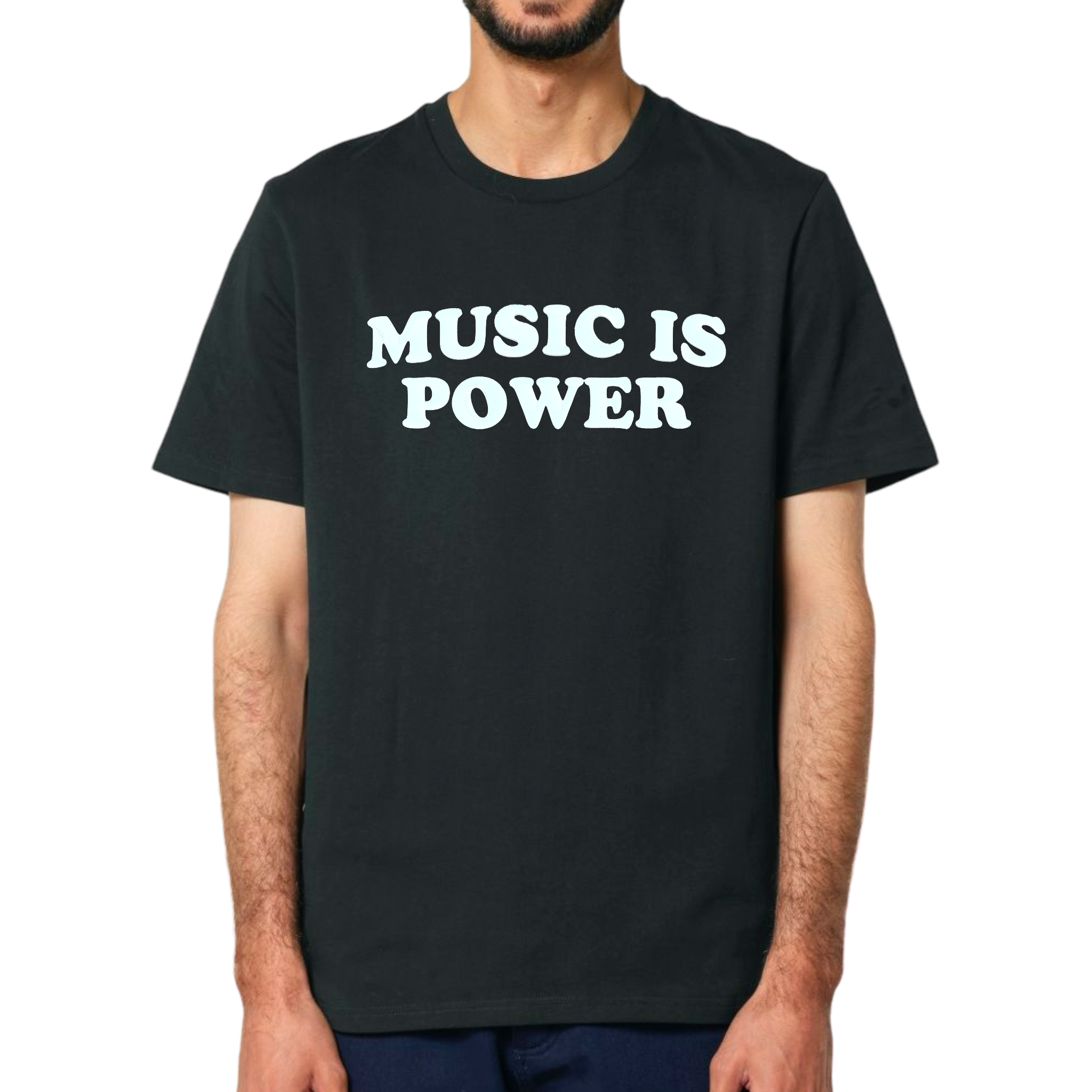 'MUSIC IS POWER' embroidered premium organic iconic unisex t-shirt