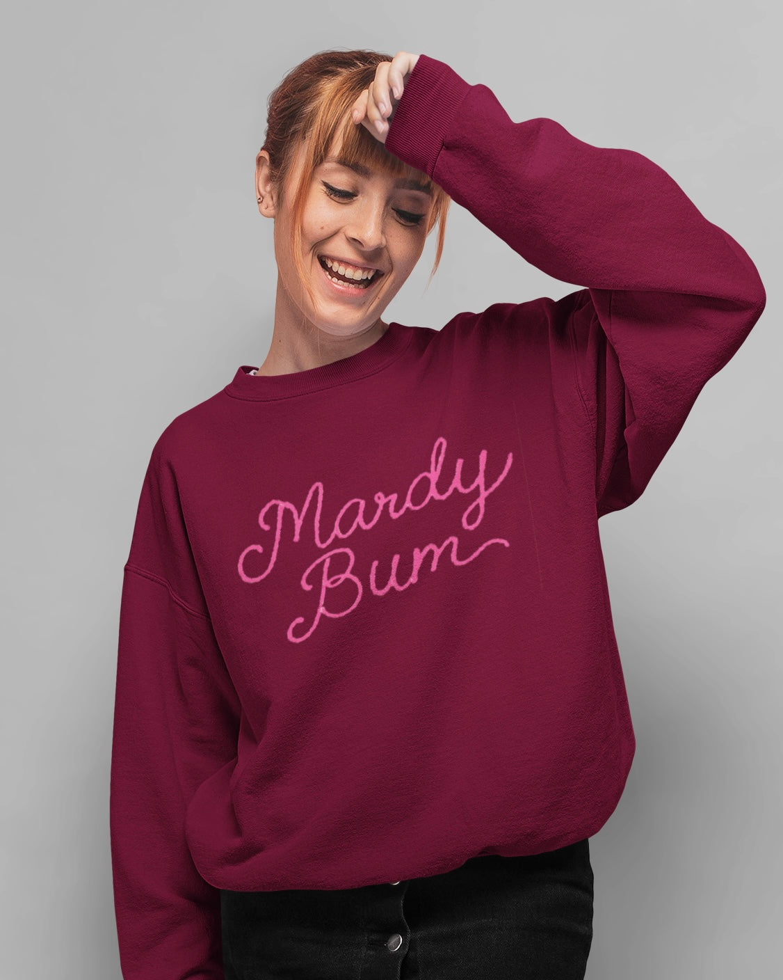 'MARDY BUM' embroidered organic women's dropped shoulder 'Alma' sweatshirt - choose your own embroidery colour