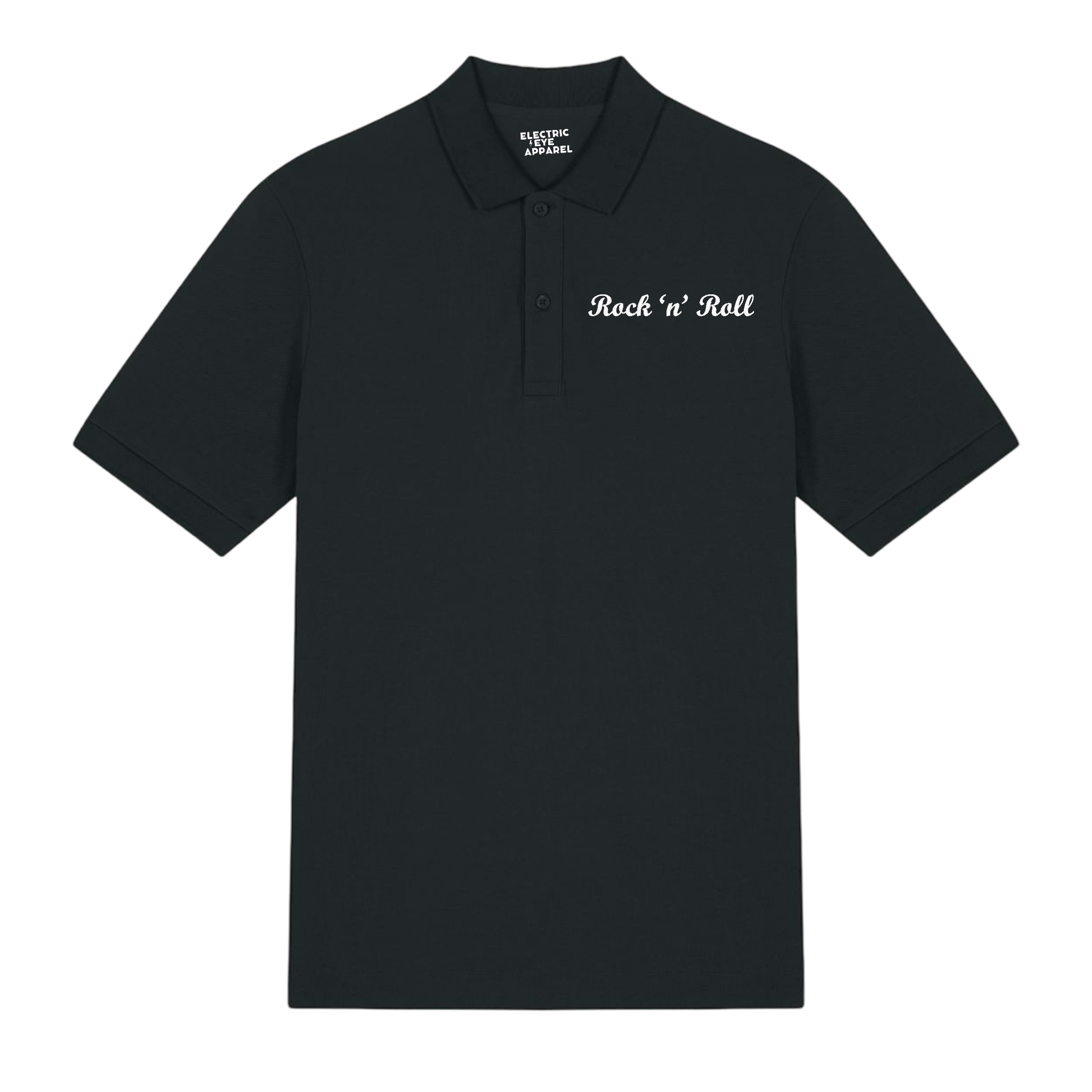 'ROCK 'N' ROLL' left chest embroidered premium organic unisex pique 'Stanley' polo