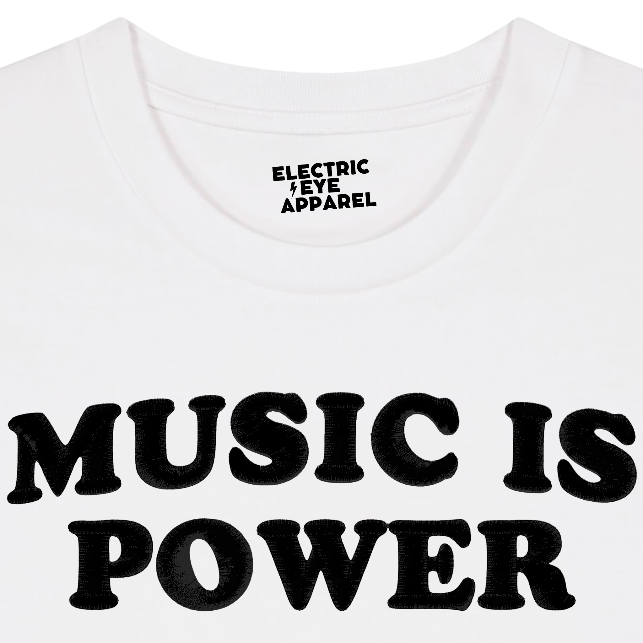 'MUSIC IS POWER' embroidered premium organic iconic unisex t-shirt