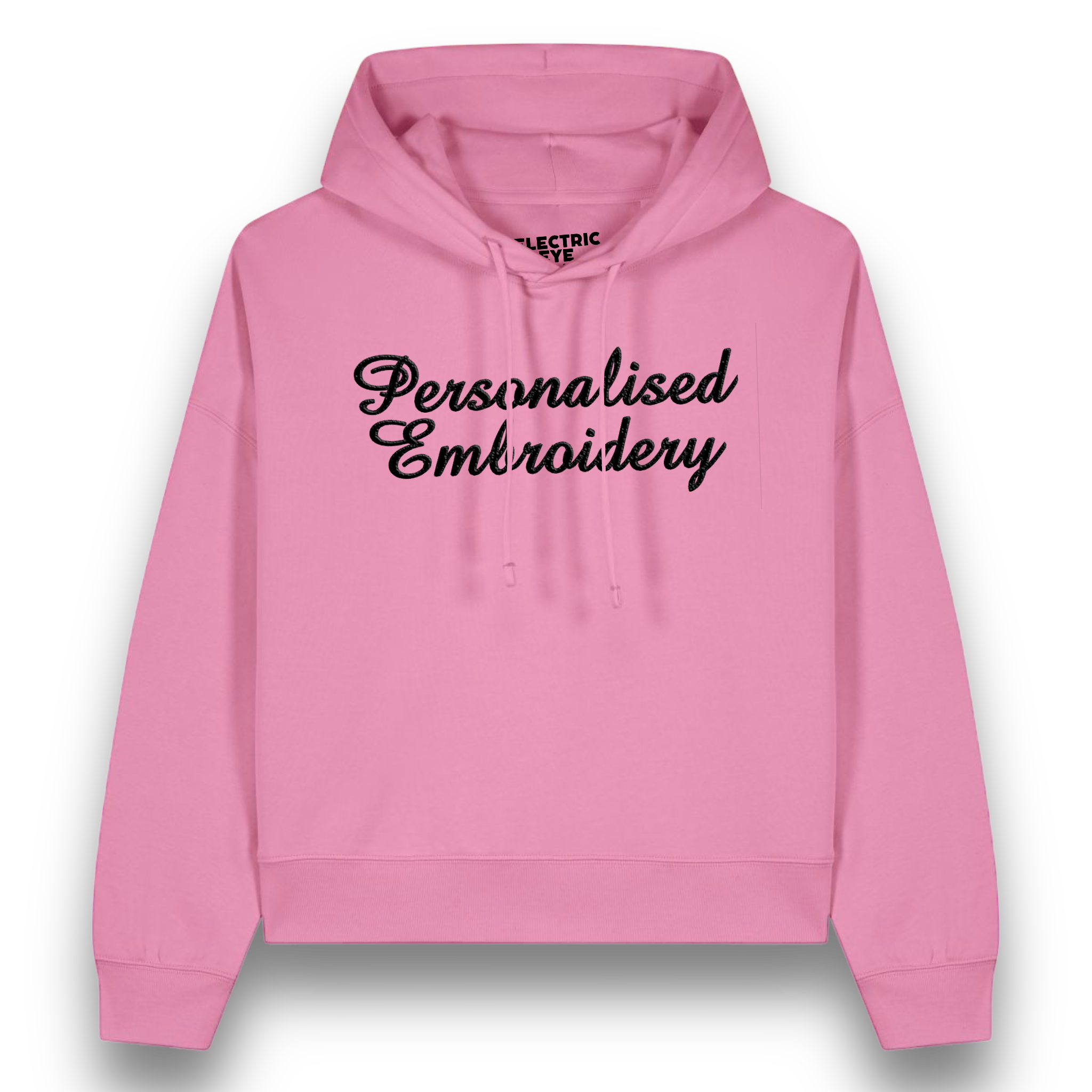 Personalised Lyric Centre Chest Embroidered premium organic women's drop shoulder 'Nora' hoodie - choose your own lyrics, font and thread colour