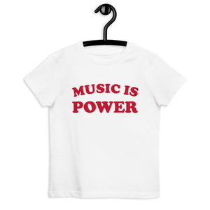 MUSIC IS POWER 印花有机棉儿童 T 恤